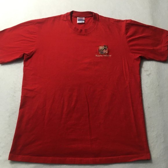Vintage Puerto Vallarta Mexico Embroidered T-Shirt Men’s XL Heavy Cotton red - Picture 1 of 8